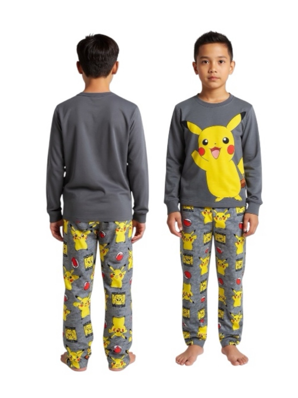 Pokemon Gray and Yellow Pikachu Pajama Set